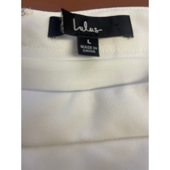 LULU'S sz L Perfect Pick White Flat Front straight length pants NEW B92 - Picture 8 of 10